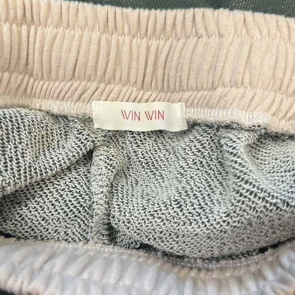 WIN WIN Olive And Cream Wide Leg Sweatpants  Elastic Waistband Womens Size Large - Picture 7 of 9